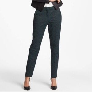 Halogen  "Quinn fit"  Black with Green Floral Print Damask Dress Pants Size 6